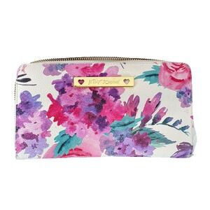 Betsey Johnson Women's Floral Single Zip Around Wallet